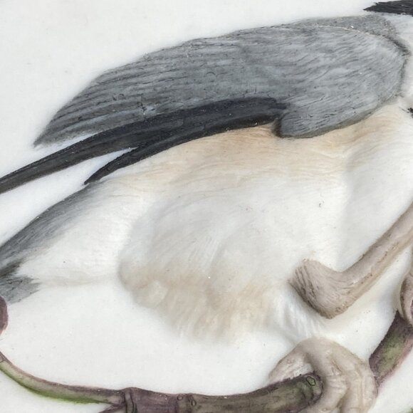 Chickadee Branch Ornament Signed LE 1989 Handpainted Ceramic Raised Design 3.5" - Picture 5 of 16